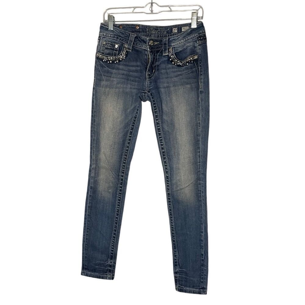 Miss Me Signature Skinny Embellished Rhinestone Jeans Women’s Size 27